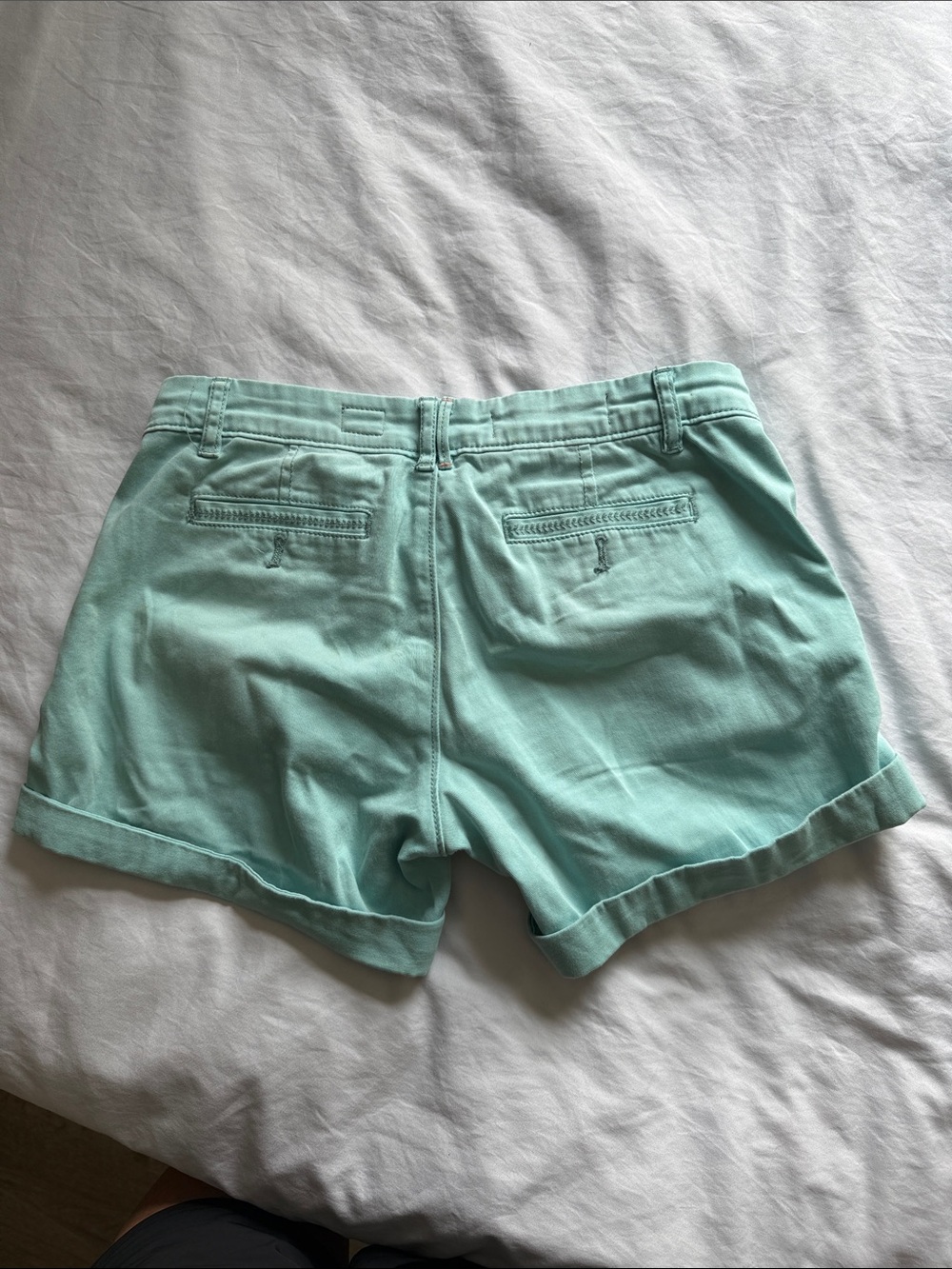 Anthropologie Mint Green Rolled-Hem Cotton Shorts - Picture 2 of 6